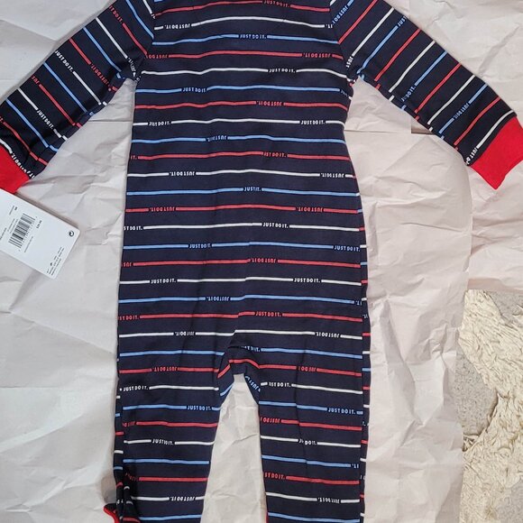 Nike Baby Boys Striped Long Sleeve Onesie with Full Zip & "Just Do It" 9 Mos - Picture 12 of 12